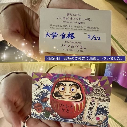 達磨ローチョコレートギフト（長寿院 護摩祈祷のご祈願カード付）／手提げ袋付き