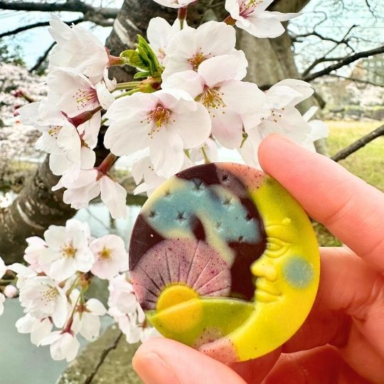 [Recommended for cake decoration] Moon and sun colorful raw chocolate [Dairy-free vegan chocolate]