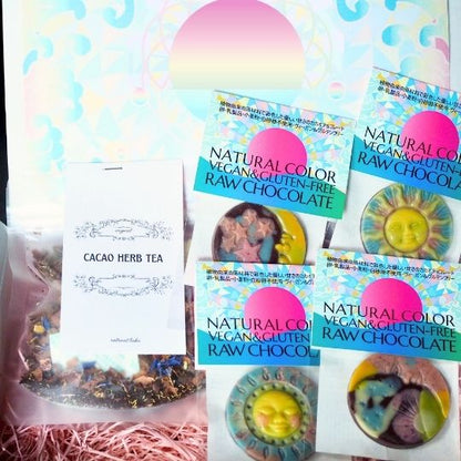 【熨斗ご対応】詰め合わせギフト（月や太陽チョコとカカオティー）／手提げ袋付き