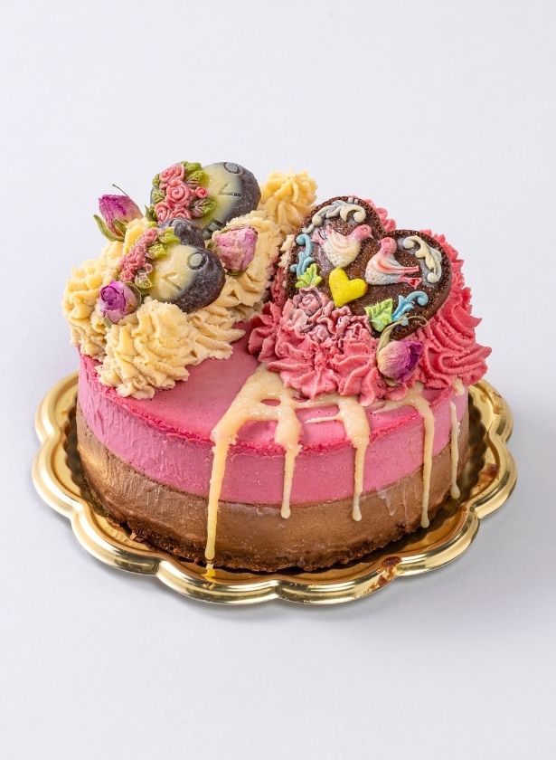 [Melt-in-your-mouth! New texture cake] / "Lots of LOVE" Lovely raw cake with beets and cacao (chocolate included) / [Vegan (no dairy products or eggs), Gluten-free (no flour)]